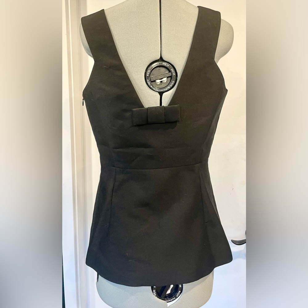 Kate Spade NWT structured peplum top, bow, black, sz6 - Picture 5 of 11